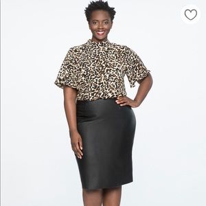 Leopard tie neck eloquii blouse